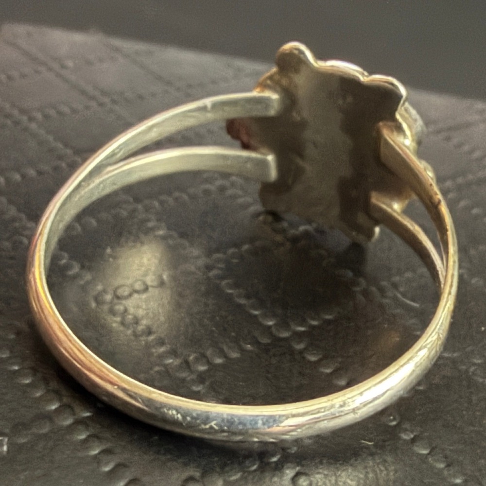 Vintage Sterling Silver Turquoise Ring Southwest Inlay Split Shank Size 9 - Picture 6 of 11